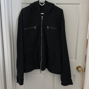 John Varvatos denim-jacket-styled hoodie XXL